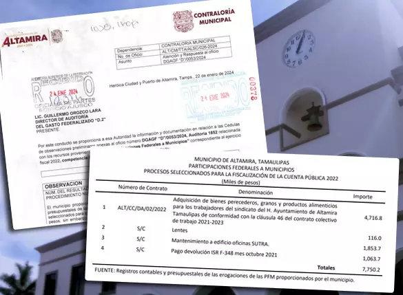 ASF detecta posible desvío de recursos en Altamira por más de 7.7 millones de pesos