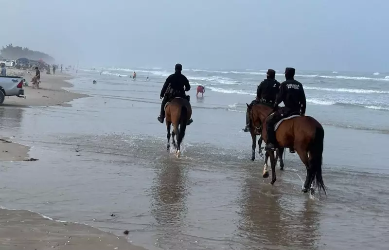 Agrupamiento Montado de la Guardia Estatal brinda seguridad en La Pesca