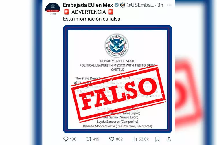 Falso, documento que vincula a políticos mexicanos con el narco: EU