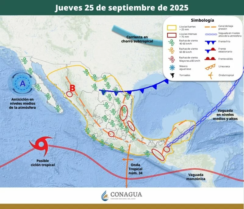 Prevén lluvias por ingreso del Frente Frío No. 4 en Tamaulipas a partir del jueves
