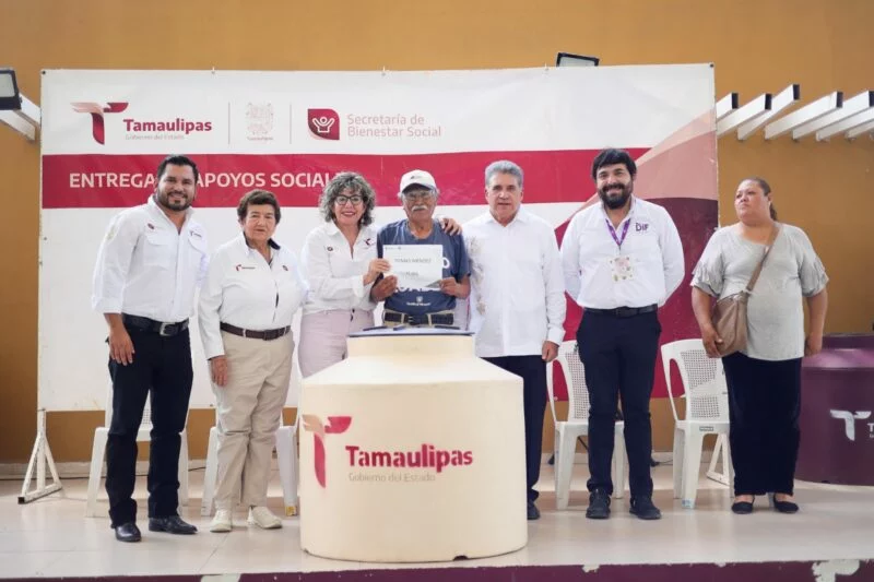 Lleva SEBIEN tinacos y programas de Bienestar a la zona sur de Tamaulipas