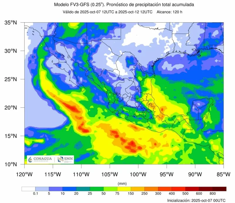 Zona de inestabilidad generará lluvias en Tamaulipas del martes al sábado