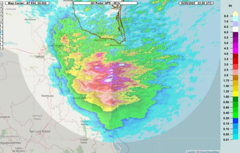 Protección Civil Tamaulipas emite aviso por presencia y continuidad de lluvias en la entidad
