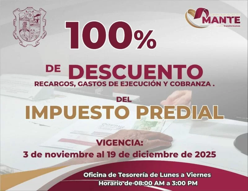 Inicia descuento del 100% en multas y recargos del impuesto predial