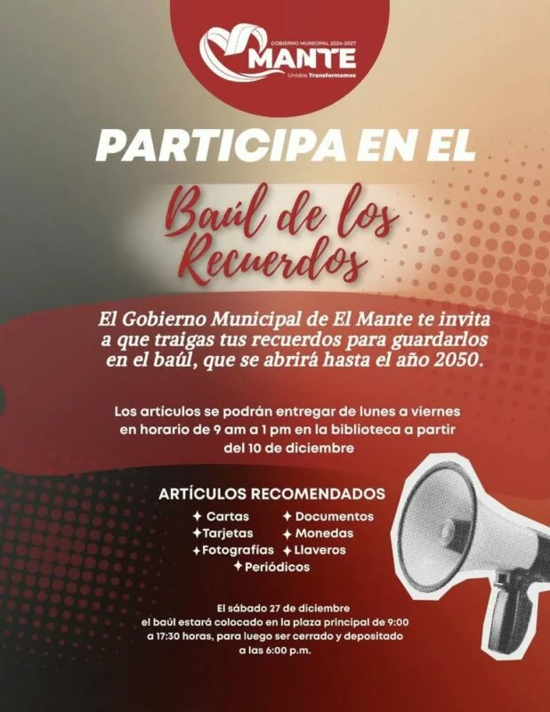 Convoca Patty Chío a mantenses a participar en el “Baúl de los Recuerdos”
