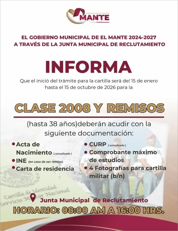 Inicia trámite para Cartilla del Servicio Militar Nacional